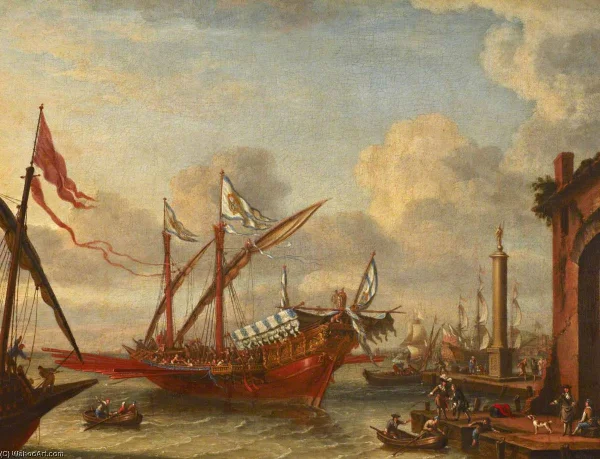 Lorenzo-A-Castro-A-Galley-off-a-Mediterranean-Port